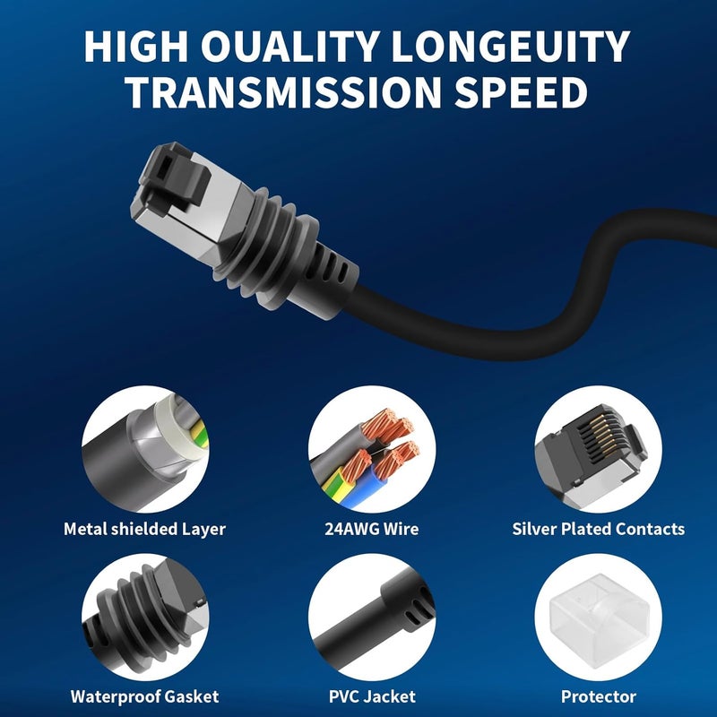 INEAUTO Starlink Gen 3 Cable 50FT/15M, Replacement Extension Ethernet Cable for Starlink V3, 26AWG Wire, Waterproof, Durable & Compatible with Starlink Generation 3 - Image 3